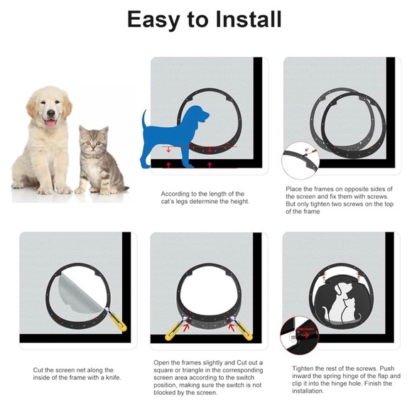 Pet Screen Door with Dog and Cat Design - Picture 7 of 9